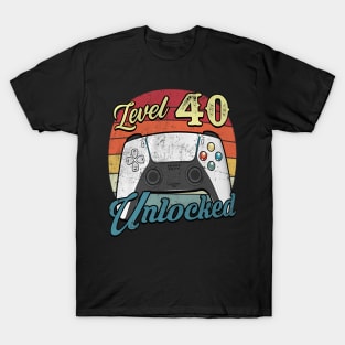 Video Gamer 40th Birthday Decoration Level 40 T-Shirt